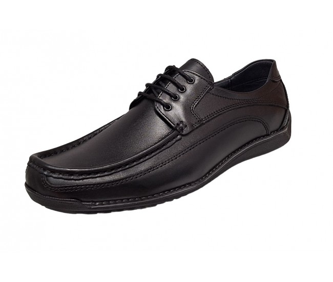 Pantofi barbati casual din piele naturala cu siret Negru GKR100N