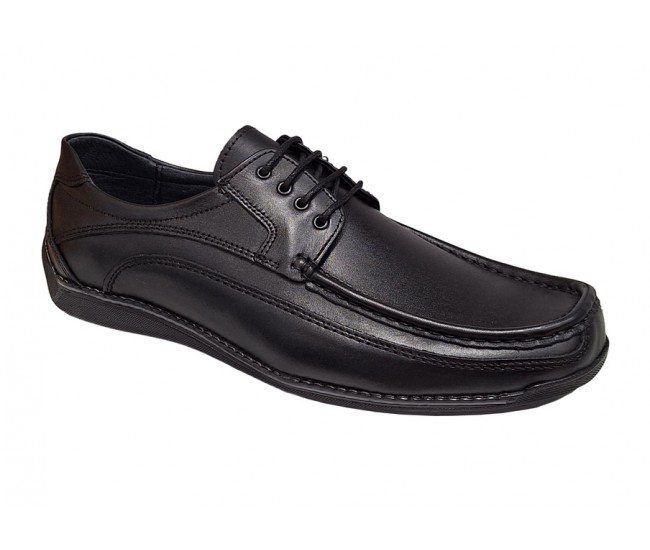 Pantofi barbati casual din piele naturala cu siret Negru GKR100N