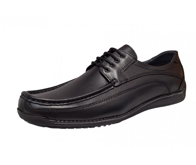 Pantofi barbati casual din piele naturala cu siret Negru GKR100N