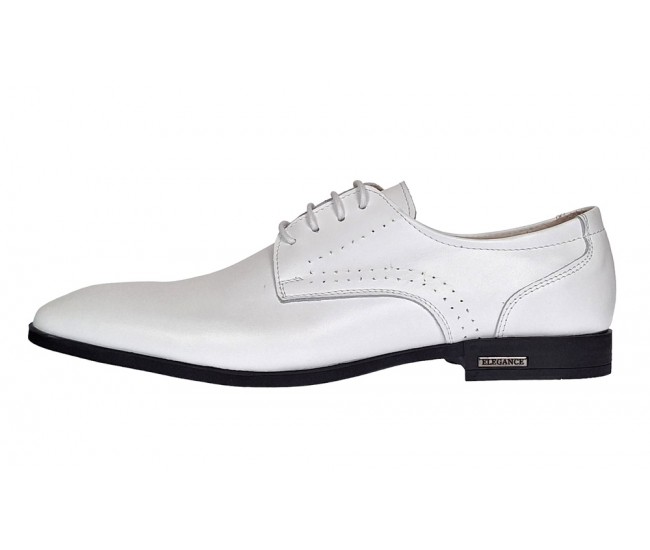 Pantofi barbati eleganti din piele naturala Alb Lux GKR101A