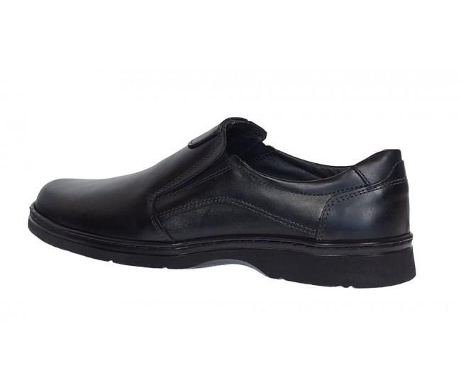 Pantofi barbati casual din piele naturala pe calapod lat cu elastic GKR104N