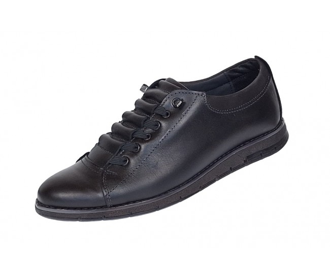 Pantofi barbati casual din piele naturala, Negru GKR120N