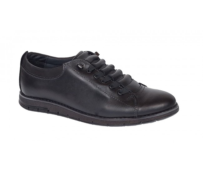 Pantofi barbati casual din piele naturala, Negru GKR120N