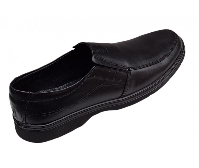 Pantofi barbati casual din piele naturala pe calapod lat Negru GKR1XN