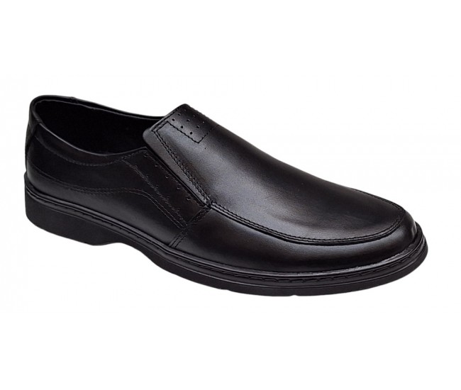 Pantofi barbati casual din piele naturala pe calapod lat Negru GKR1XN