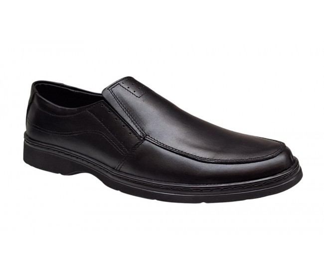 Pantofi barbati casual din piele naturala pe calapod lat Negru GKR1XN