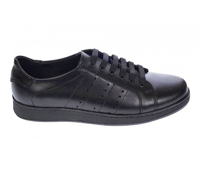 Pantofi casual barbati, din piele naturala de culoare neagra GKR2020N