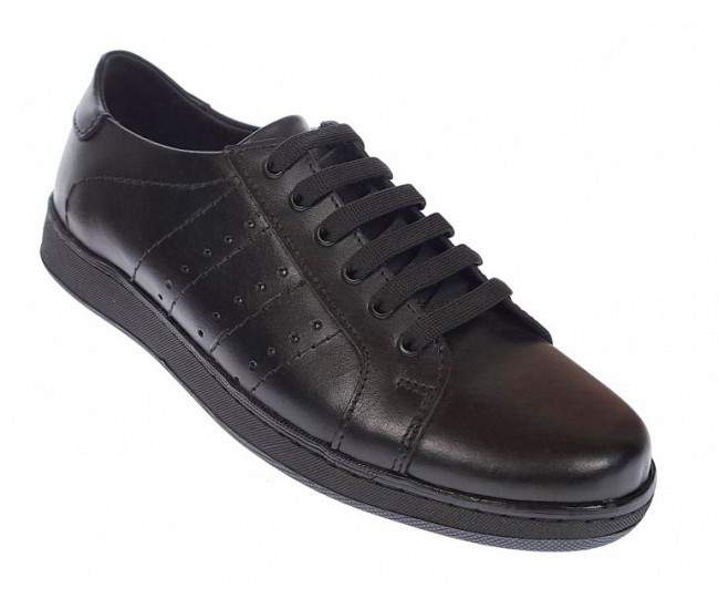 Pantofi casual barbati, din piele naturala de culoare neagra GKR2020N