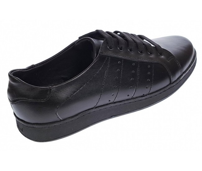 Pantofi casual barbati, din piele naturala de culoare neagra GKR2020N