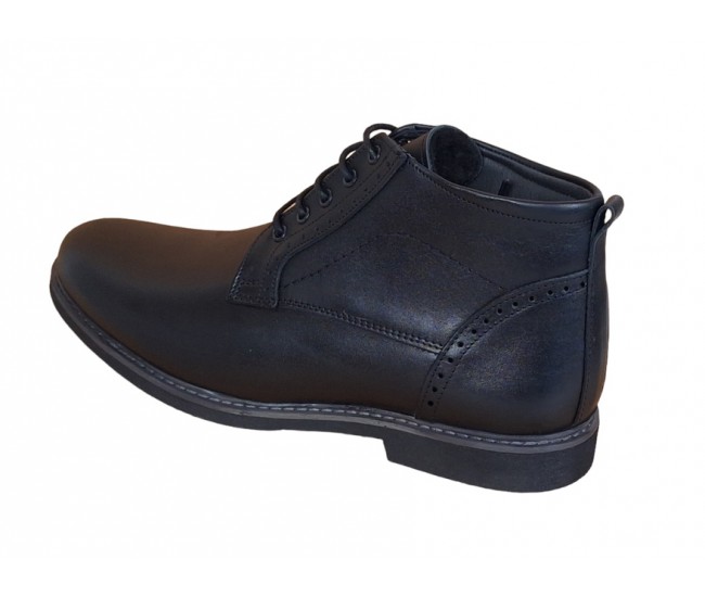 Ghete casual barbati, din piele naturala (imblanite) TOMAS, Negru, GKR20N