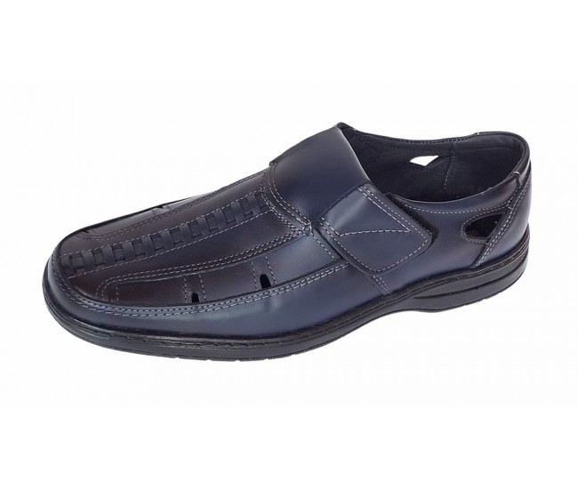 Pantofi barbati casual din piele naturala, calapod lat - Model GKR24 Bleumarin