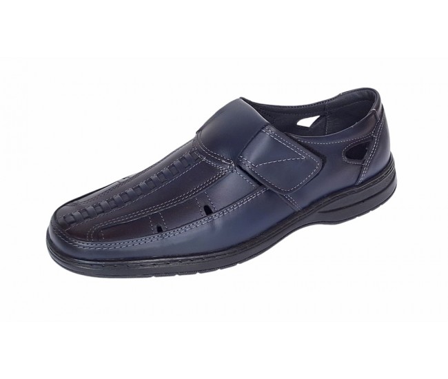 Pantofi barbati casual din piele naturala, calapod lat - Model GKR24 Bleumarin