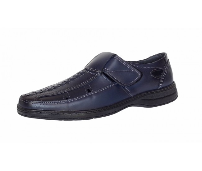 Pantofi barbati casual din piele naturala, calapod lat - Model GKR24 Bleumarin