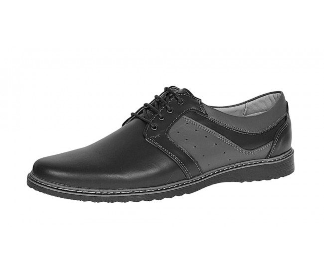 Pantofi barbati casual din piele naturala Negru GKR32N