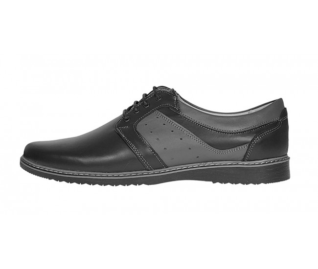 Pantofi barbati casual din piele naturala Negru GKR32N