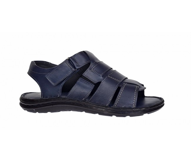 Sandale barbati casual din piele naturala bleumarin GKR47BL