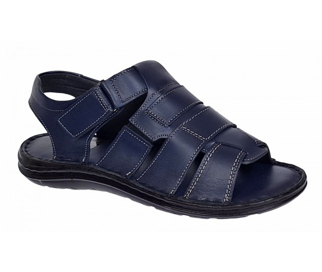 Sandale barbati casual din piele naturala bleumarin GKR47BL