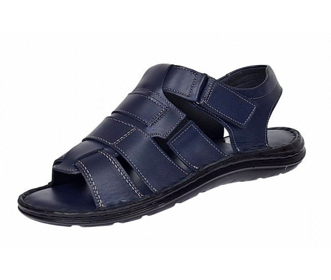 Sandale barbati casual din piele naturala bleumarin GKR47BL