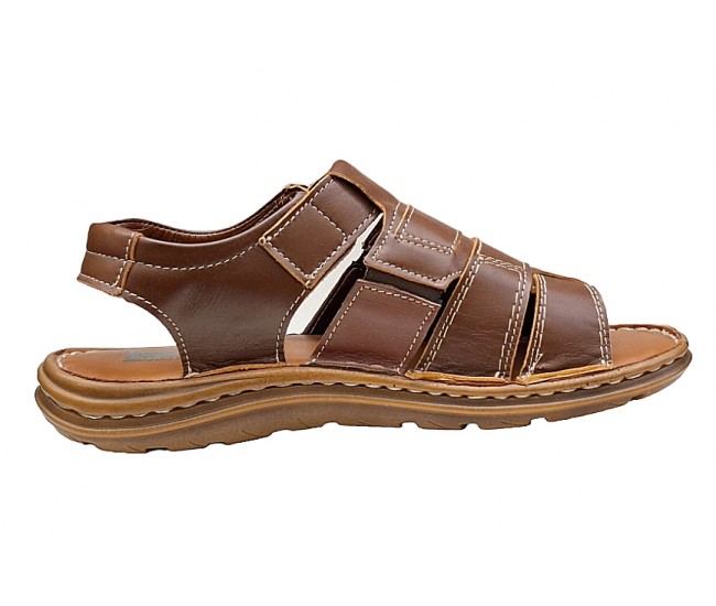 Sandale barbati casual din piele naturala maro GKR47M