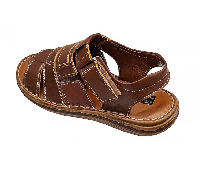 Sandale barbati casual din piele naturala maro GKR47M