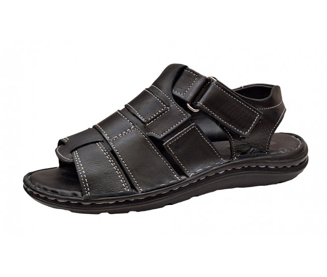 Sandale barbati casual din piele naturala negru GKR47N