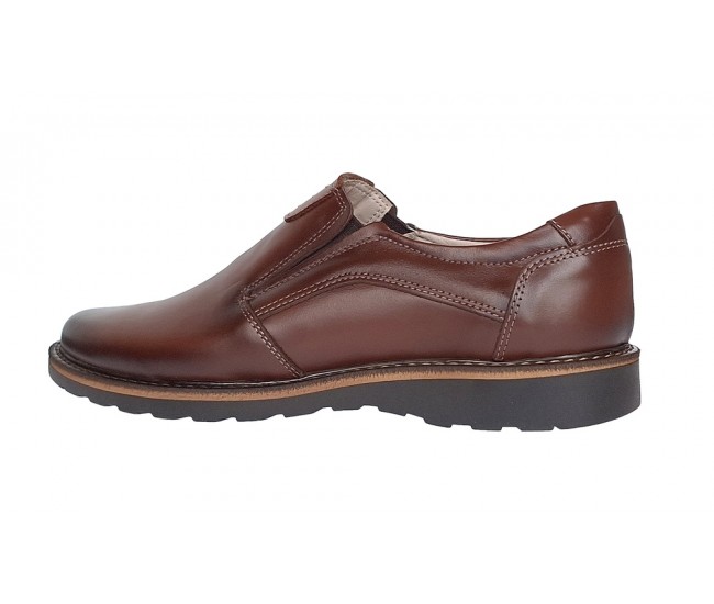 Pantofi barbati casual din piele naturala maro cu elasic - GKR480EM