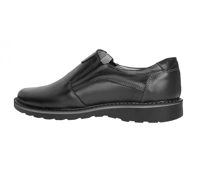 Pantofi barbati casual din piele naturala negru cu elasic - GKR480EN