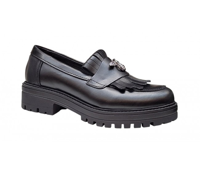 Pantofi dama casual din piele naturala Negru GKR4XN