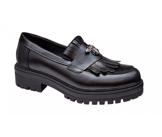 Pantofi dama casual din piele naturala Negru GKR4XN