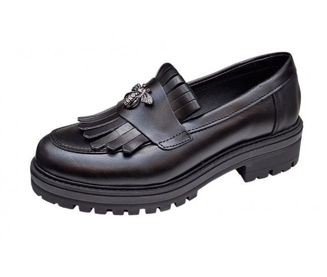 Pantofi dama casual din piele naturala Negru GKR4XN