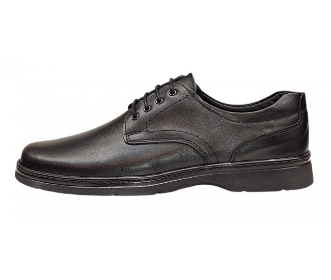 Pantofi barbati casual din piele naturala pe calapod lat Negru GKR5XN