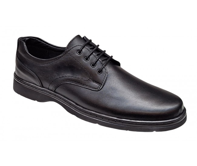 Pantofi barbati casual din piele naturala pe calapod lat Negru GKR5XN