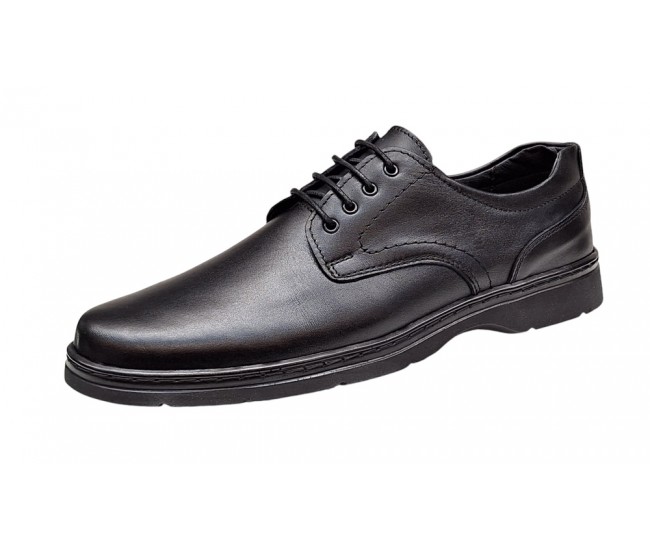 Pantofi barbati casual din piele naturala pe calapod lat Negru GKR5XN