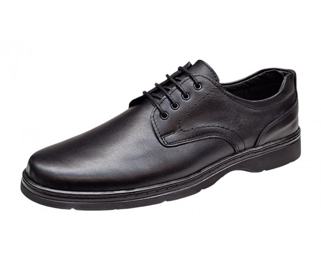 Pantofi barbati casual din piele naturala pe calapod lat Negru GKR5XN