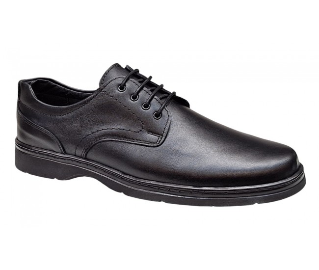 Pantofi barbati casual din piele naturala pe calapod lat Negru GKR5XN