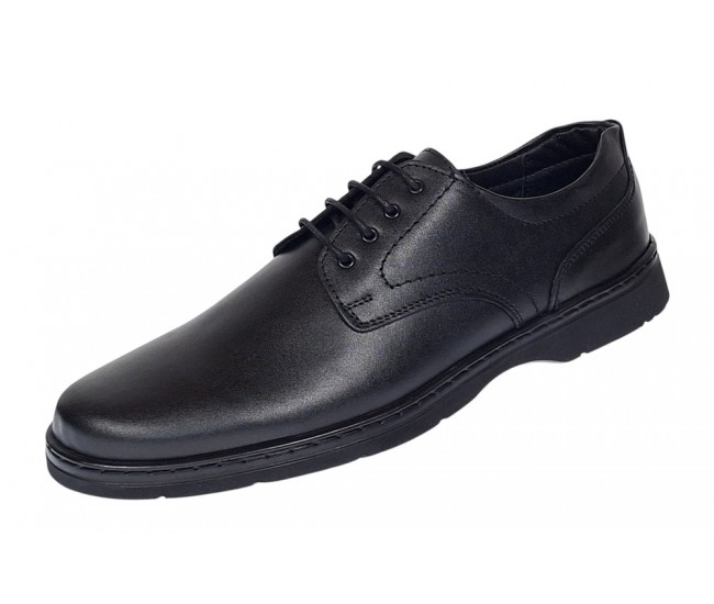 Pantofi barbati casual din piele naturala pe calapod lat Negru GKR5XN