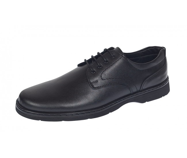 Pantofi barbati casual din piele naturala pe calapod lat Negru GKR5XN