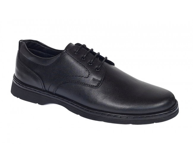 Pantofi barbati casual din piele naturala pe calapod lat Negru GKR5XN