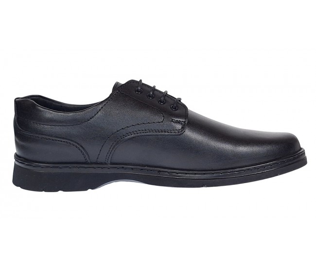 Pantofi barbati casual din piele naturala pe calapod lat Negru GKR5XN