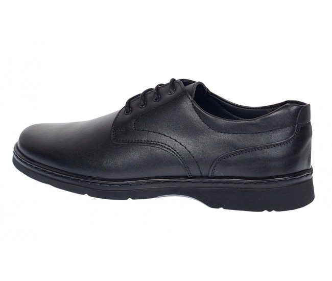 Pantofi barbati casual din piele naturala pe calapod lat Negru GKR5XN