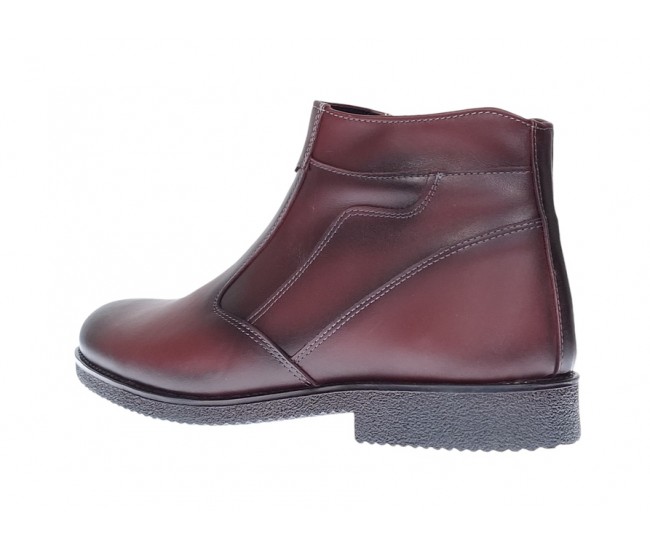 Ghete barbati casual, din piele naturala, cu fermoar, imblanite, GKR Rome Bordeaux