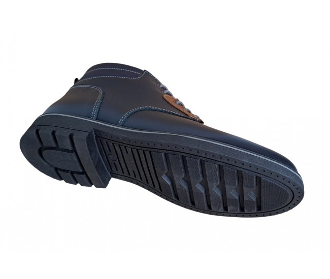 Ghete barbati casual, din piele naturala, cu siret, imblanite, bleumarin, GKR Imperium - GKR65BL