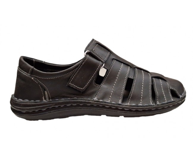 Sandale barbati casual din piele naturala Negru GKR73N