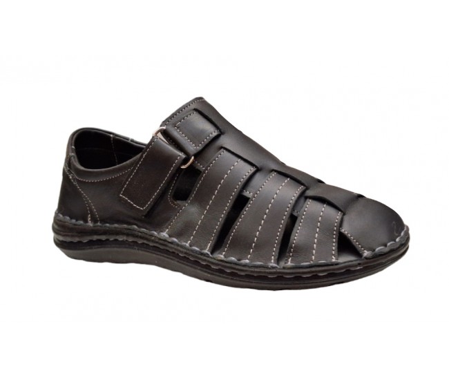 Sandale barbati casual din piele naturala Negru GKR73N