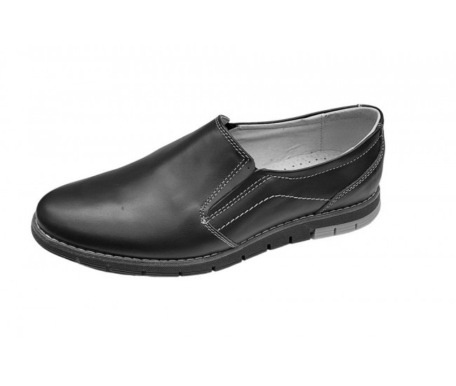 Pantofi barbati, casual din piele naturala, Negru, GKR81N