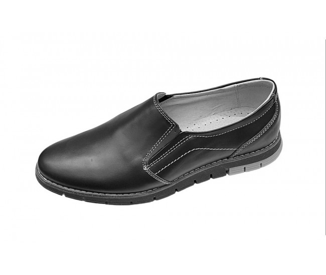 Pantofi barbati, casual din piele naturala, Negru, GKR81N