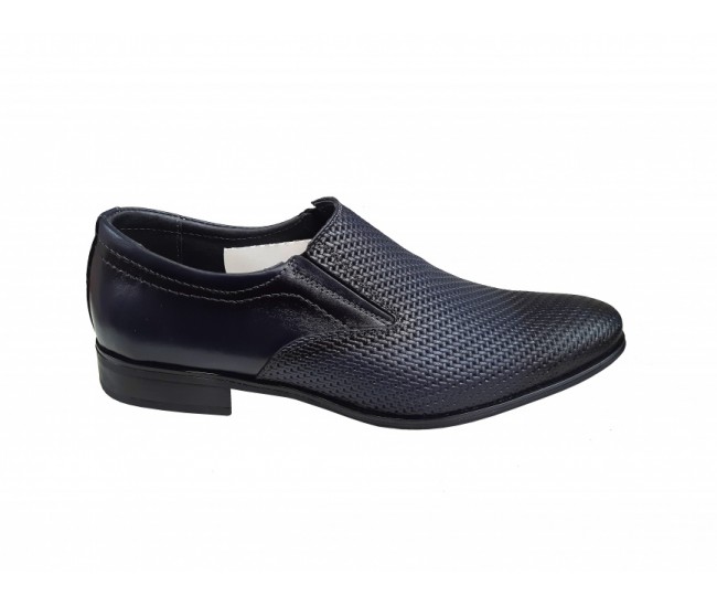 Pantofi barbati eleganti, din piele naturala, Bleumarin, cu elastic - CIUCALETI SHOES - 891BLM