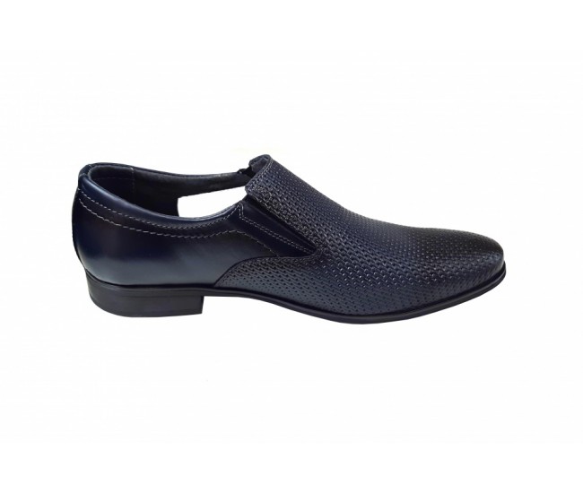 Pantofi barbati eleganti, din piele naturala, Bleumarin, cu elastic  891BLM