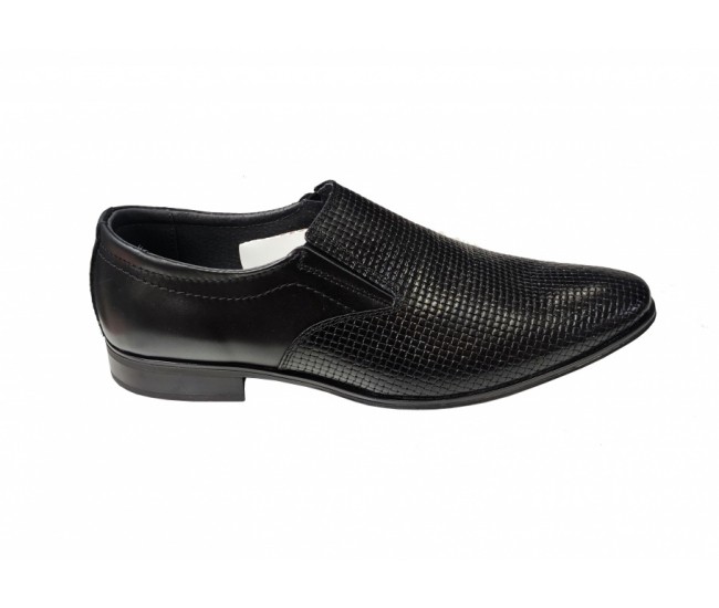 Pantofi barbati eleganti, din piele naturala, Negru cu elastic - CIUCALETI SHOES - 891N