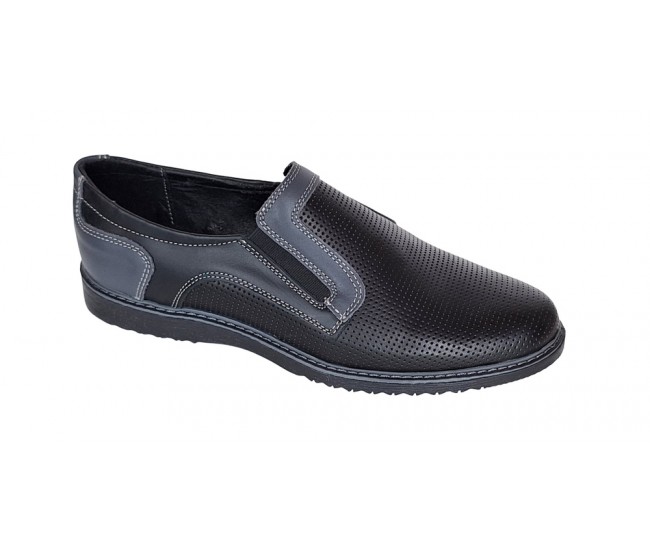 Pantofi barbati casual din piele naturala , Negru - GKR90N